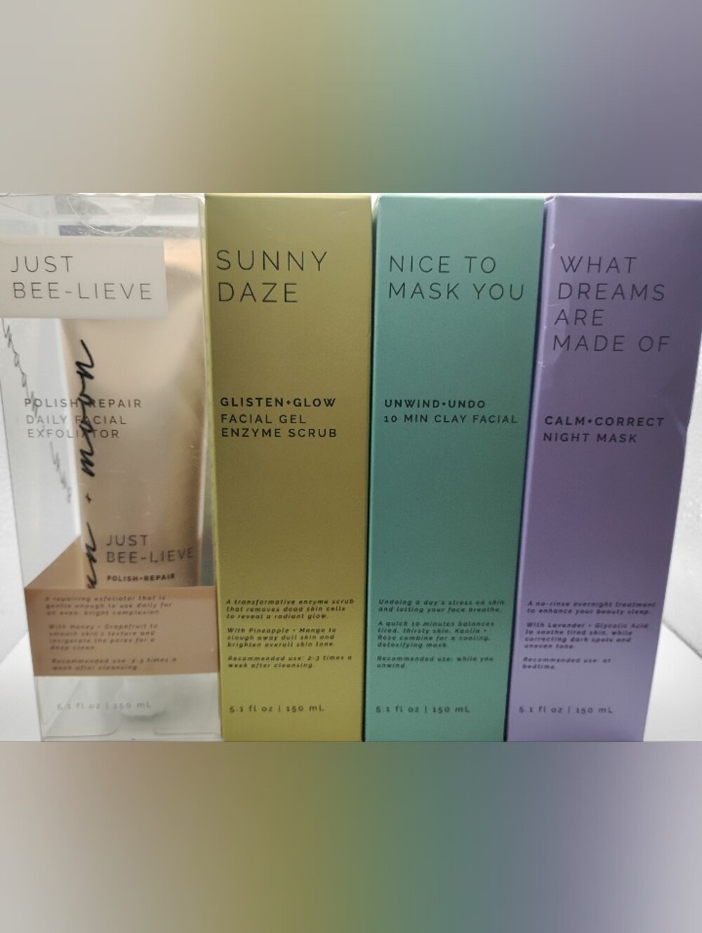 Sun N Moon Facial Exfoliate, Cleanser, & Mask Set Of 4